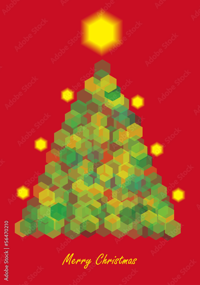 christmas card design with decorated tree christmas card design with decorated tree