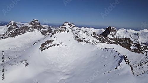 Winter. The Mountain landscape. Helicopter point of view.