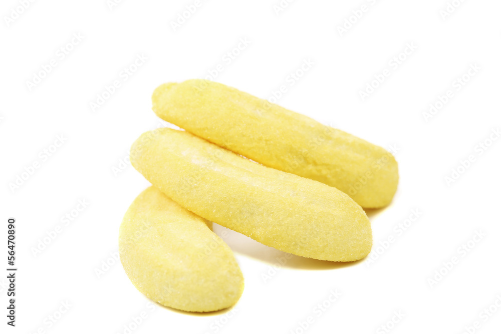 Marshmallow in form of a banana. Marshmallow in form of a banana.