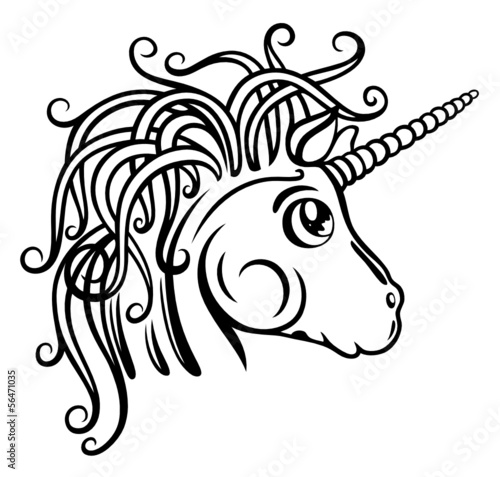 Kleines Einhorn im tattoo style. Small unicorn.