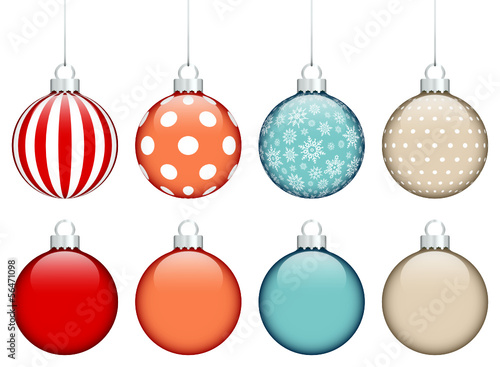 Collection of 8 Christmas Balls Retro