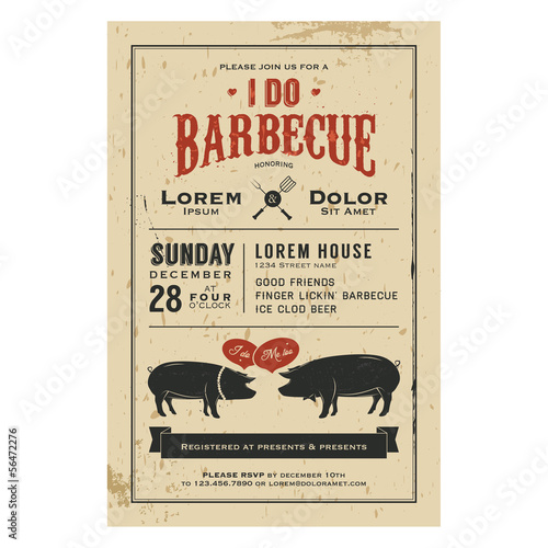 Vintage 'I Do' Barbecue wedding invitation card