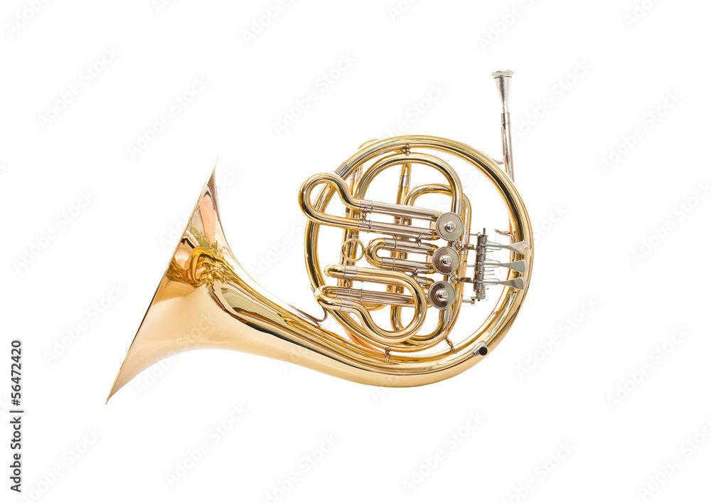 Naklejka premium French horn on a white background