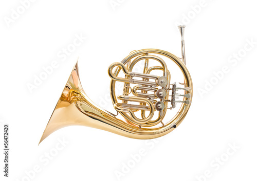 French horn on a white background photo