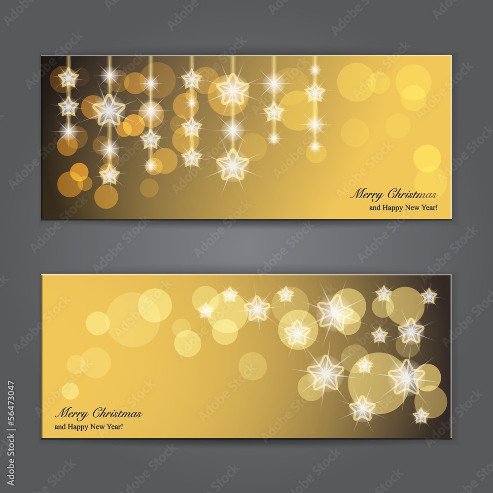 Set of Elegant Christmas banners with stars.