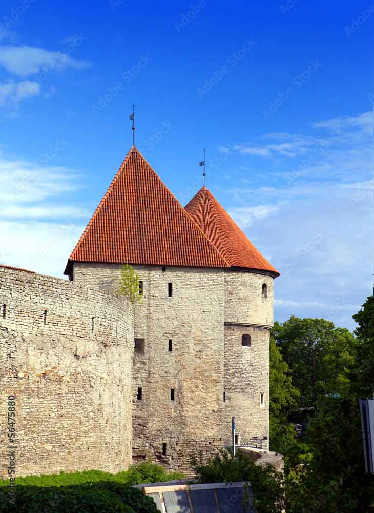 Medieval towers - part of the city wall. Tallinn, Estonia..