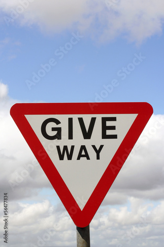 Give way road sign