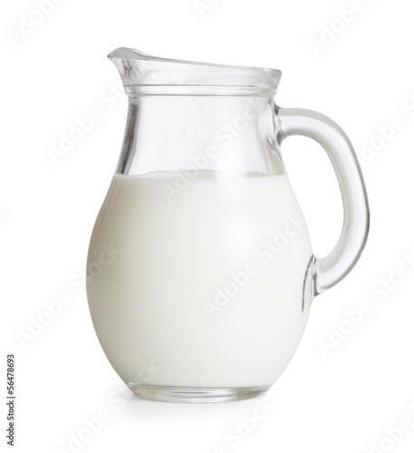 Milk glass jug or jar isolated. Clipping path with no shadows is