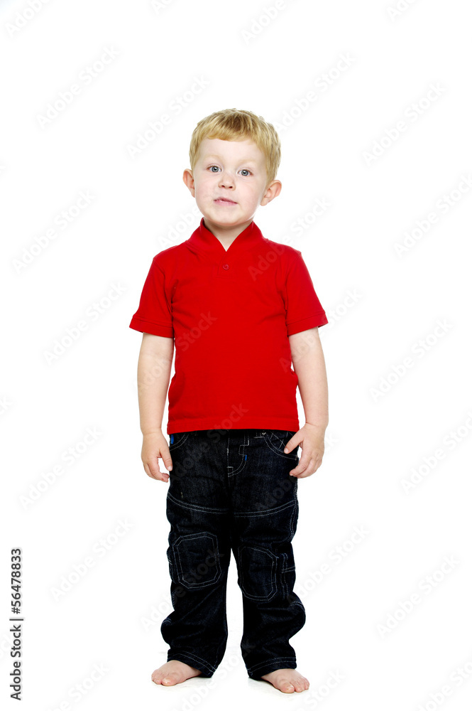 Fototapeta premium Young boy isolated on a white background