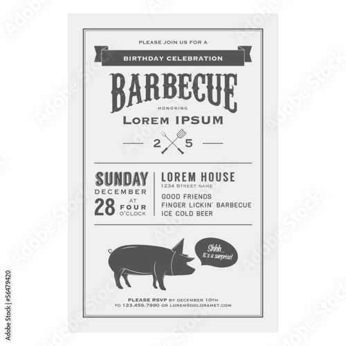 Vintage birthday celebration barbecue invitation