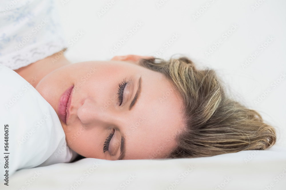 Close up on sleeping pretty blonde woman Close up on sleeping pretty blonde woman