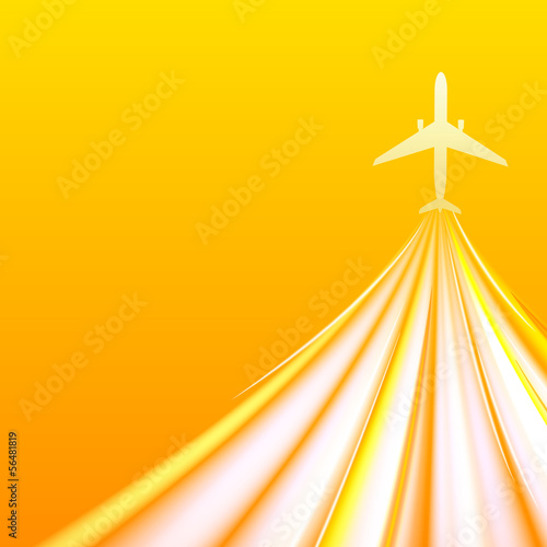 Airplane over orange