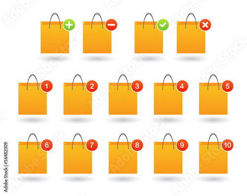 Shopping bag with icon set