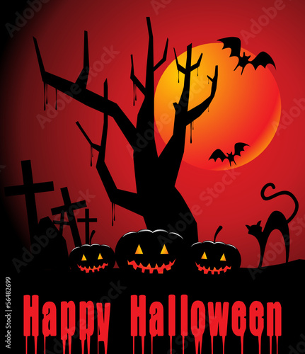 halloween background with full orange moon