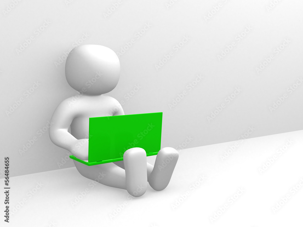 3d men with laptop. 3d men with laptop.