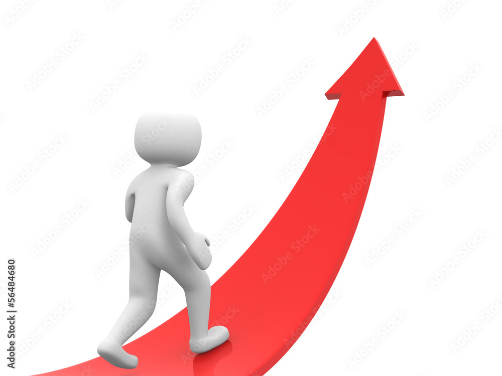 3d people - person running the arrow. Success 3d people - person running the arrow. Success