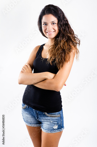 Portrait of smiling young nice woman. Isolated