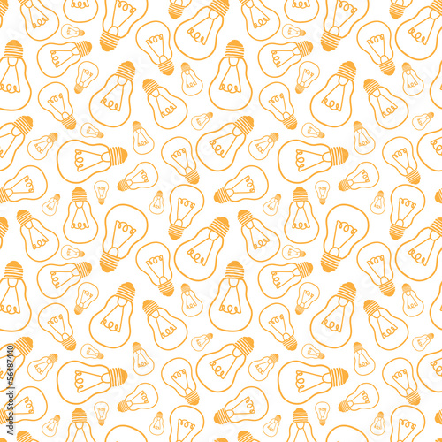 Vector light bulbs line art seamless pattern background with