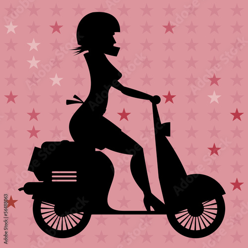 Scooter Girl silhouette, vector illustration