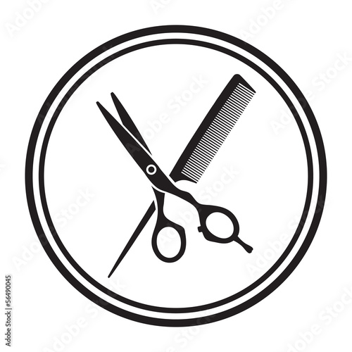 Scissors and comb icon