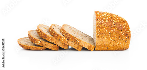 assortment of baked bread isolated on white background