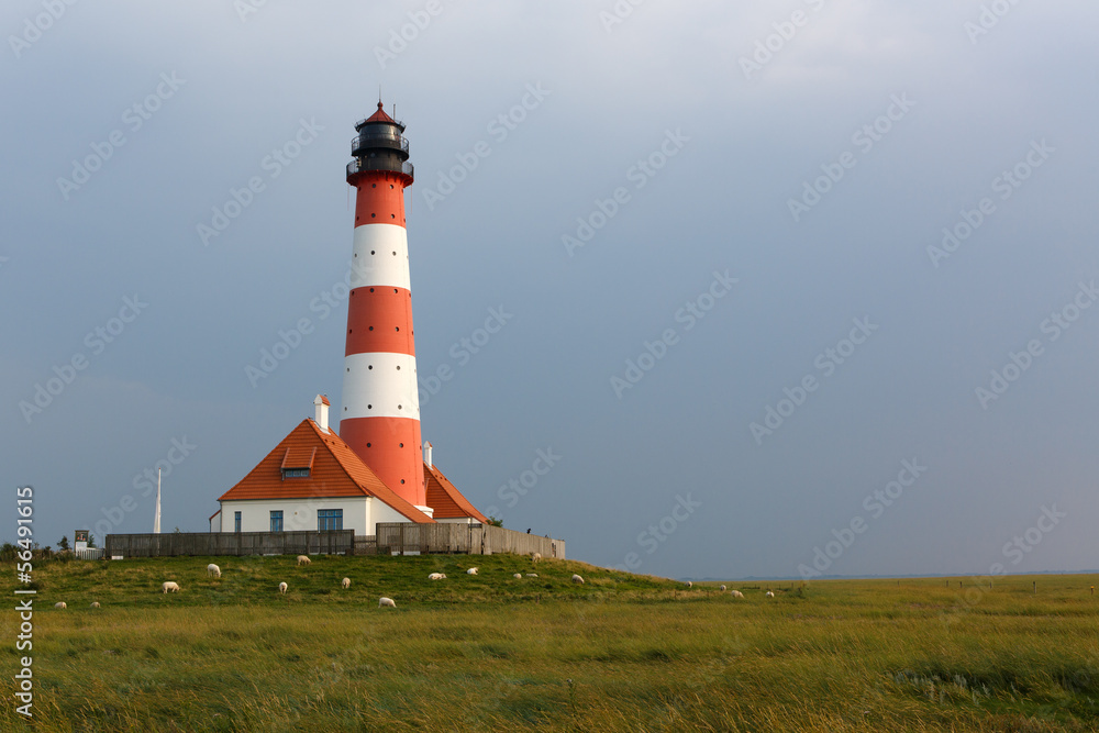 Beautiful lighthouse in Germany, North Sea Beautiful lighthouse in Germany, North Sea