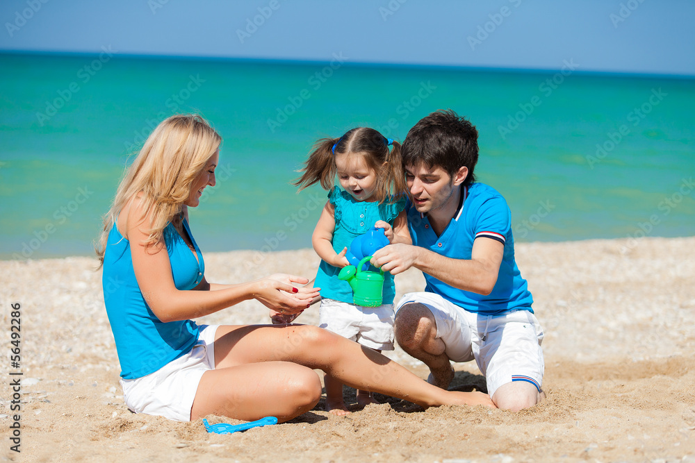 Family on beach vacation