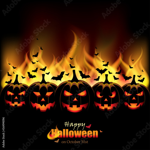 Jack O'Lanterns in front of Flames