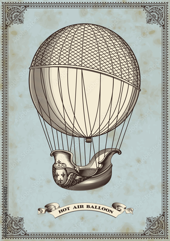 Obraz premium vintage card with hot air balloon