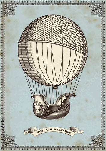 vintage card with hot air balloon