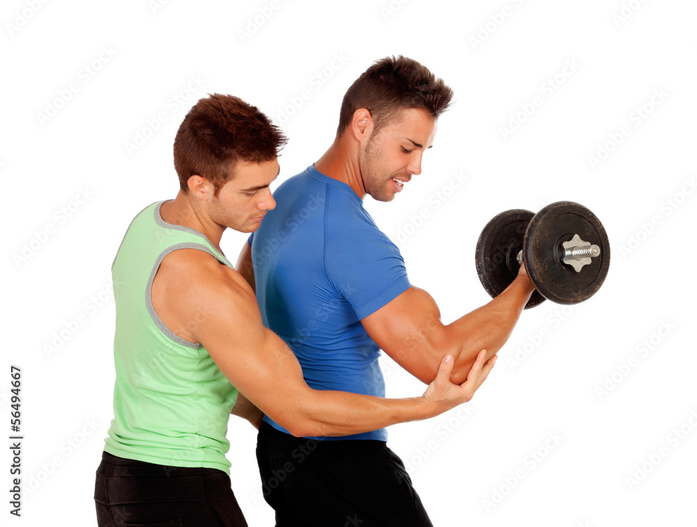 Couple of handsome muscled men training Couple of handsome muscled men training