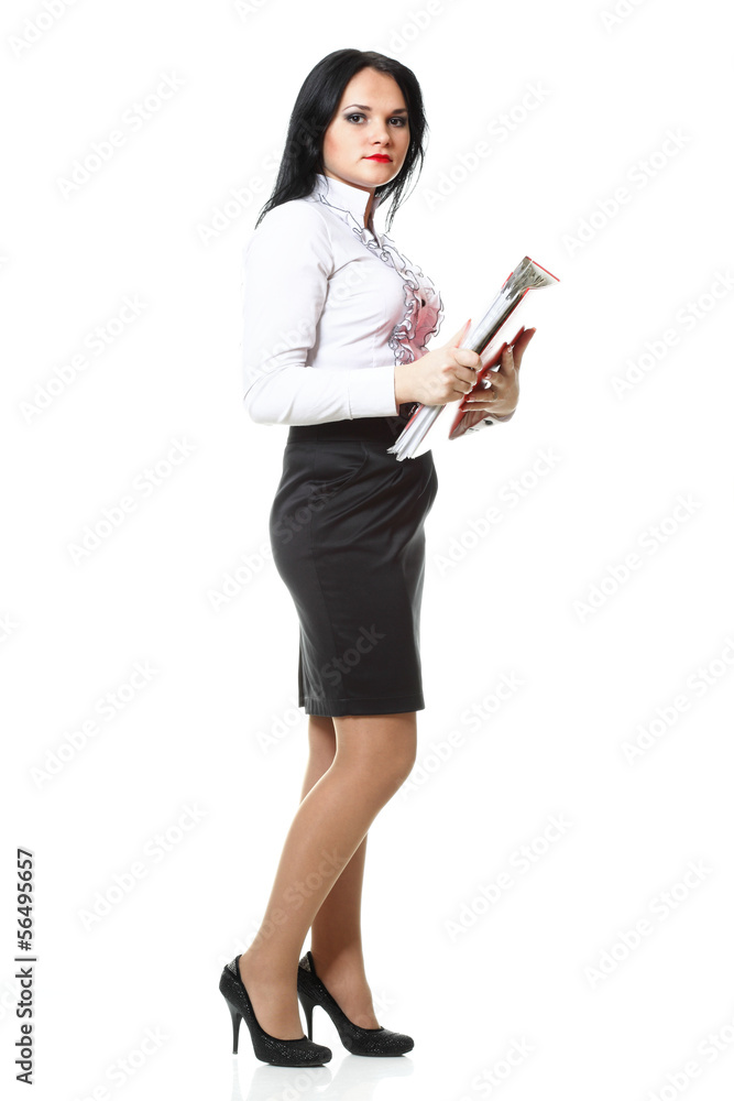 woman with red folder for documents woman with red folder for documents