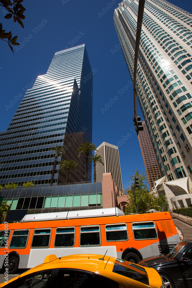 Fototapeta premium Downtown LA Los Angeles skyline California with traffic