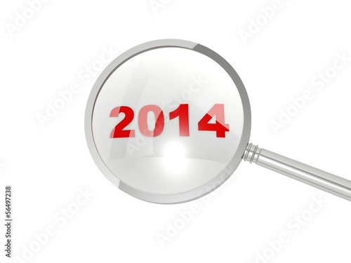 2014 New Year sign under magnifier