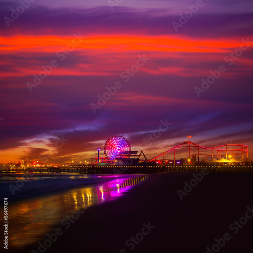 Santa Monica California sunset on Pier Ferrys wheel