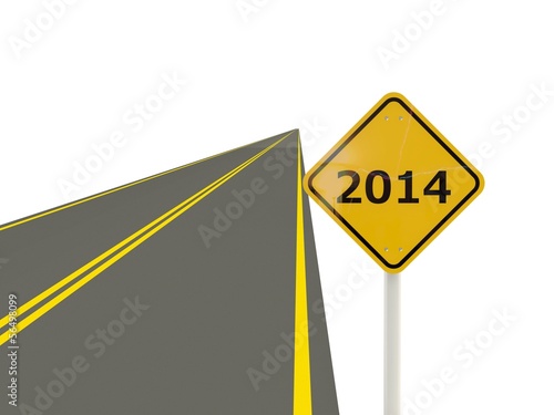 2014 New Year road sign