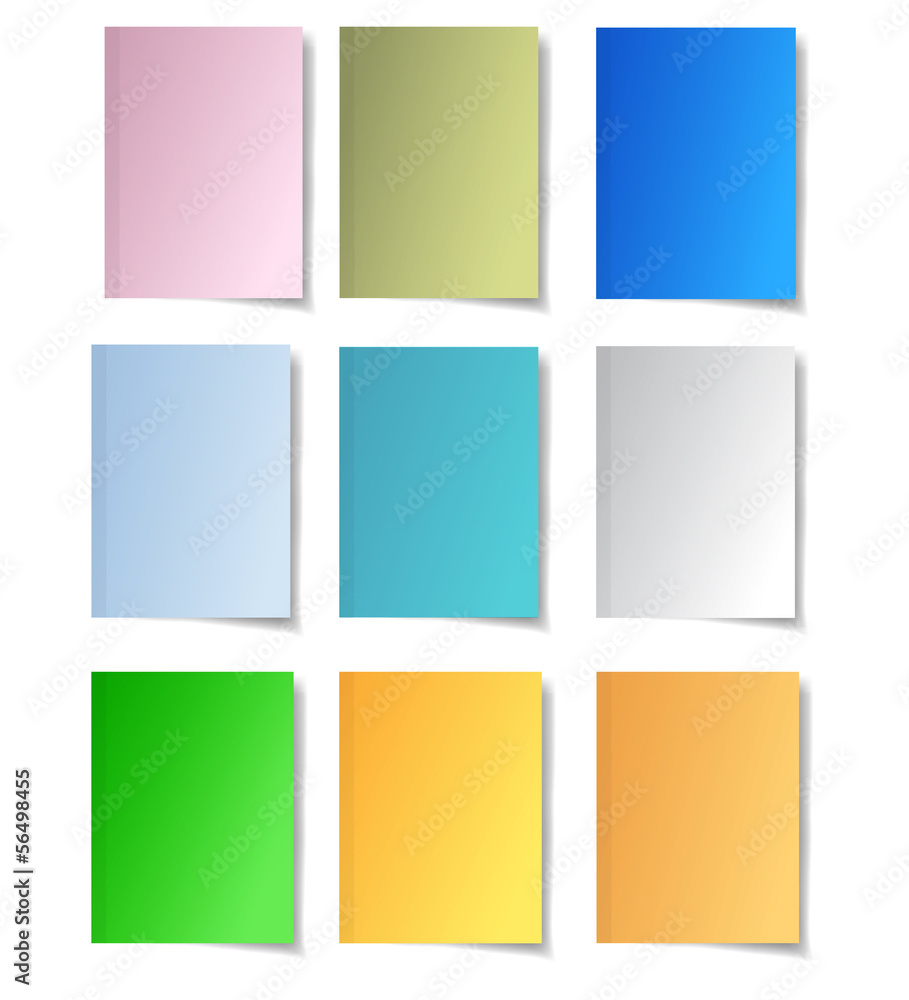 Colorful paper notes. Set of nine papers