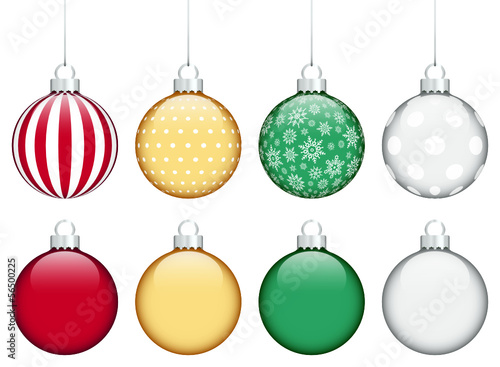 Collection Of 8 Christmas Balls Traditonal