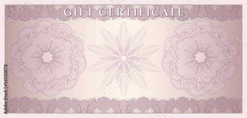 Voucher, Gift certificate, Currency, Money. Guilloche pattern