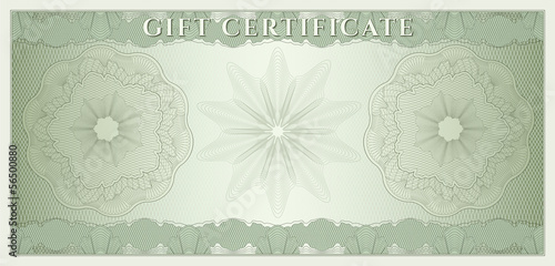 Voucher, Gift certificate, Coupon, Money. Guilloche pattern