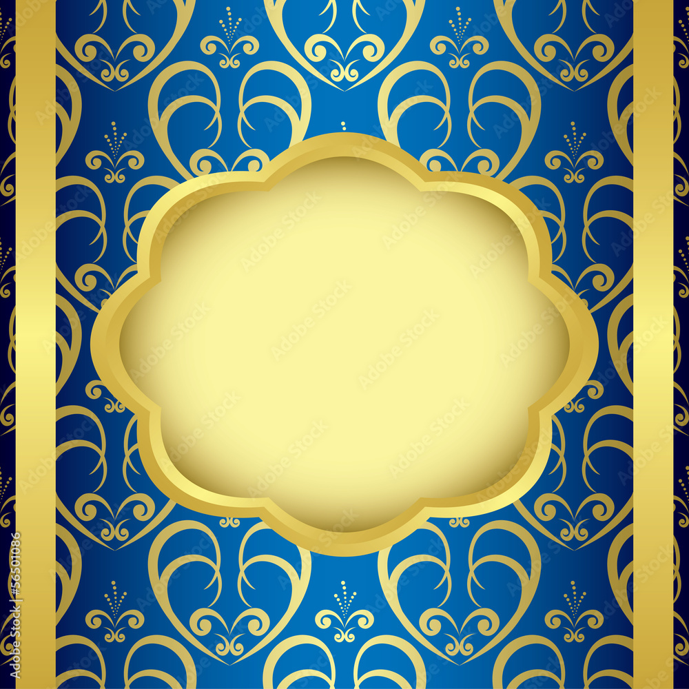 frame with blue background and golden center frame with blue background and golden center