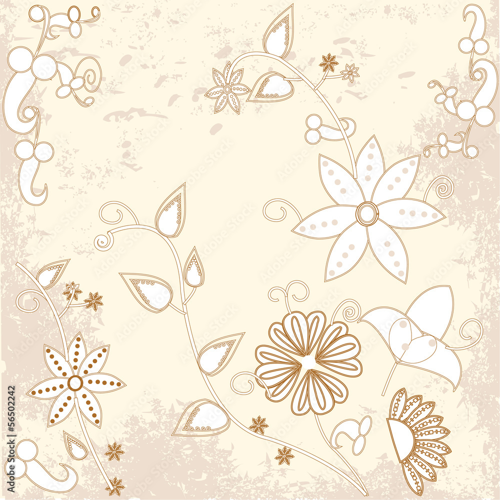 Old paper with flower vector Old paper with flower vector