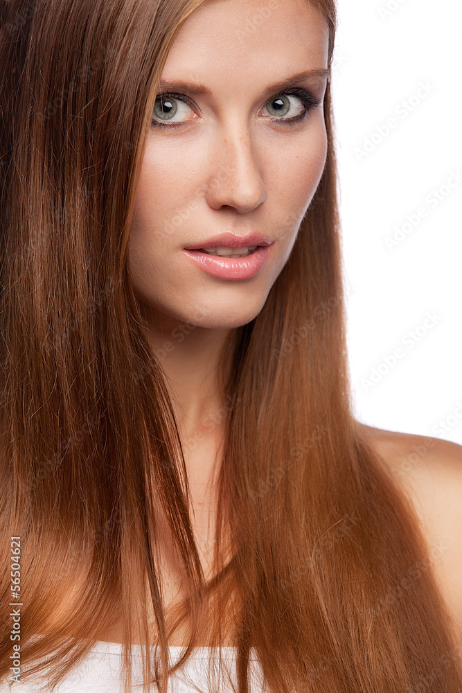 Fototapeta premium Brunetka z długimi włosami