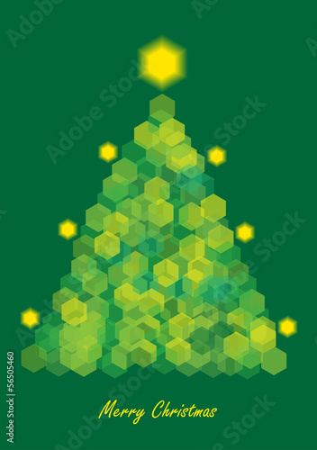 christmas card design with lighting tree