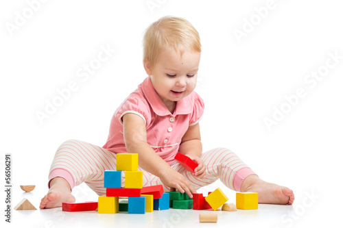 child playing block toys