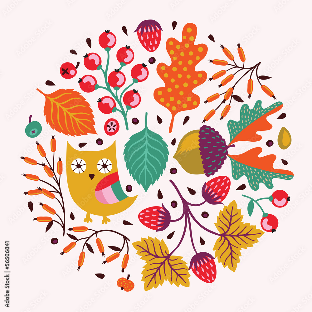 Ornamental round floral pattern. Autumn background Ornamental round floral pattern. Autumn background
