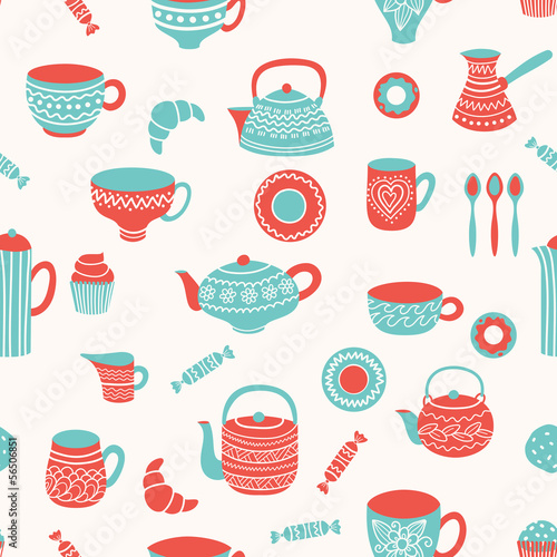 Tea seamless pattern