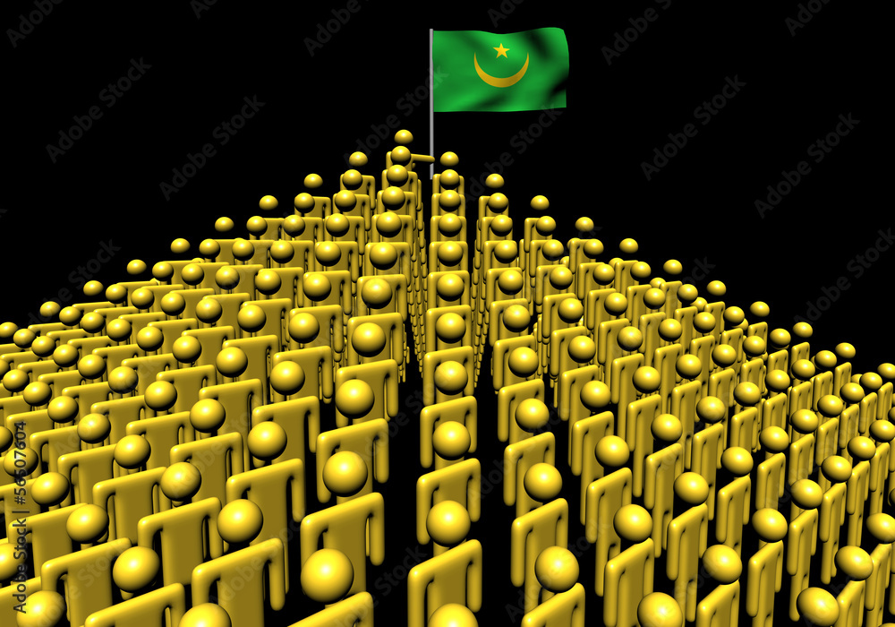Obraz premium Pyramid of abstract people with Mauritania flag illustration