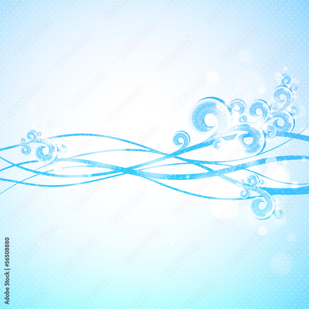 Abstract blue background with waves and swirls. Vector. Abstract blue background with waves and swirls. Vector.