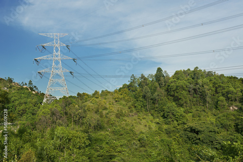 Pylon with electric lines photo